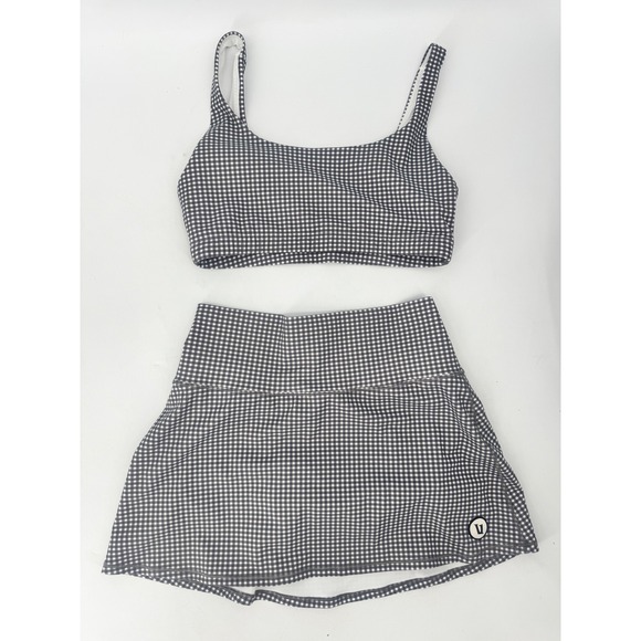 Vuori Dresses & Skirts - Vuori Volley Skirt & Daily Bra Set Womens XS/M Gingham Black White Activewear